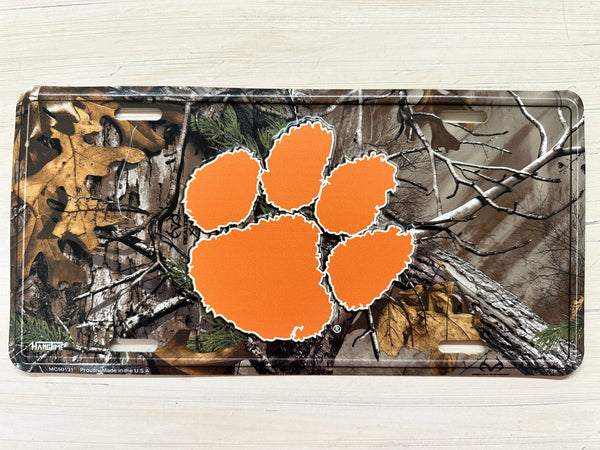 Camo Metal Clemson License Plate